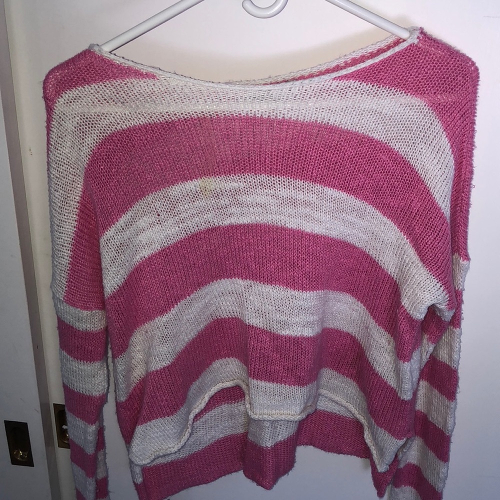 Pink and White Striped Sweater